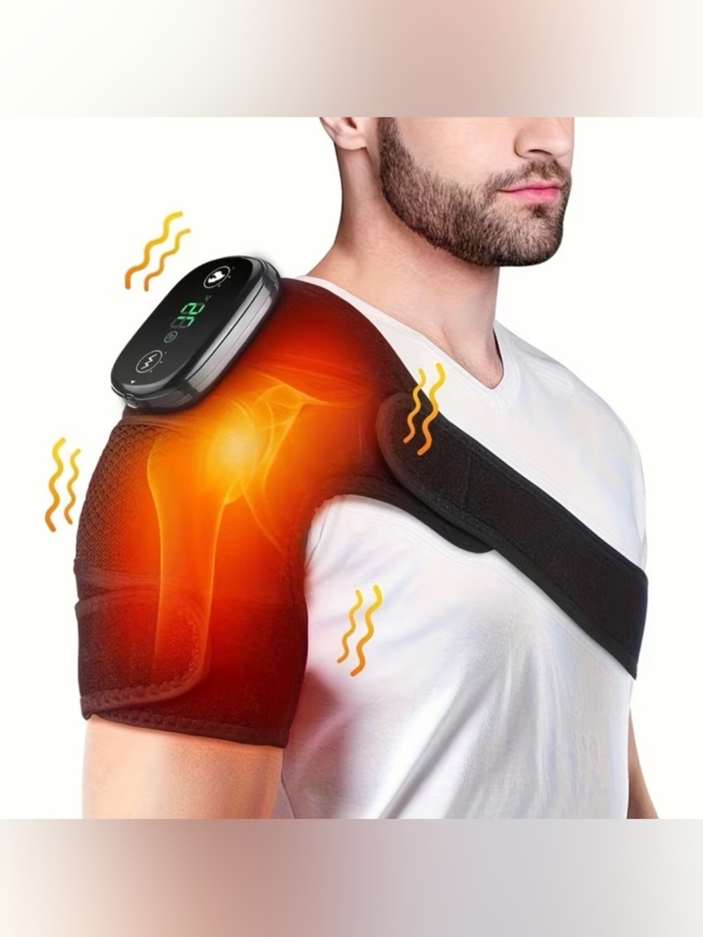 (19) - Heated Shoulder & Knee Massager Wrap – Vibration Therapy, Adjustable